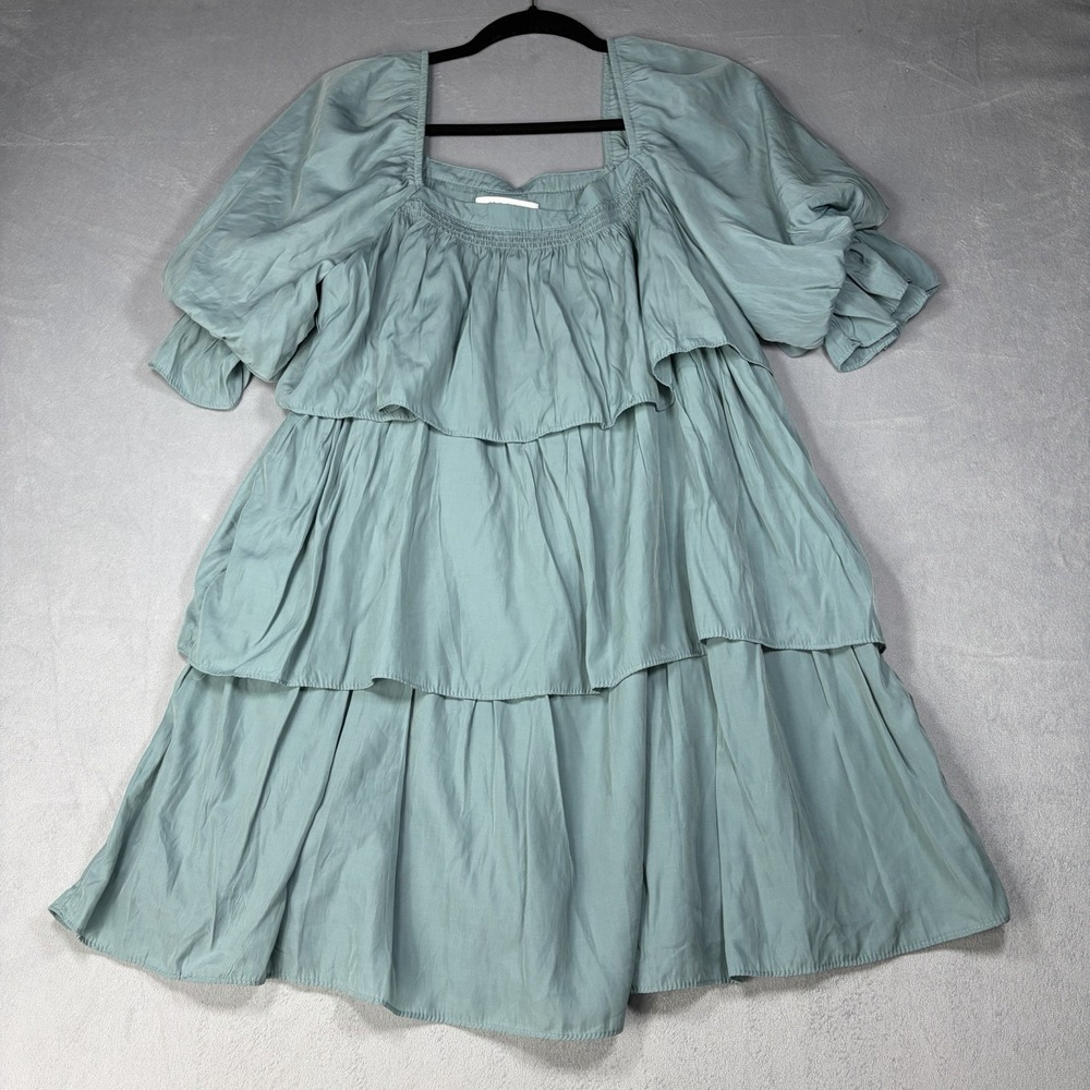 Mustard Seed Dress Women's Size Small Green Flowy Tunic/Mini Dress Babydoll